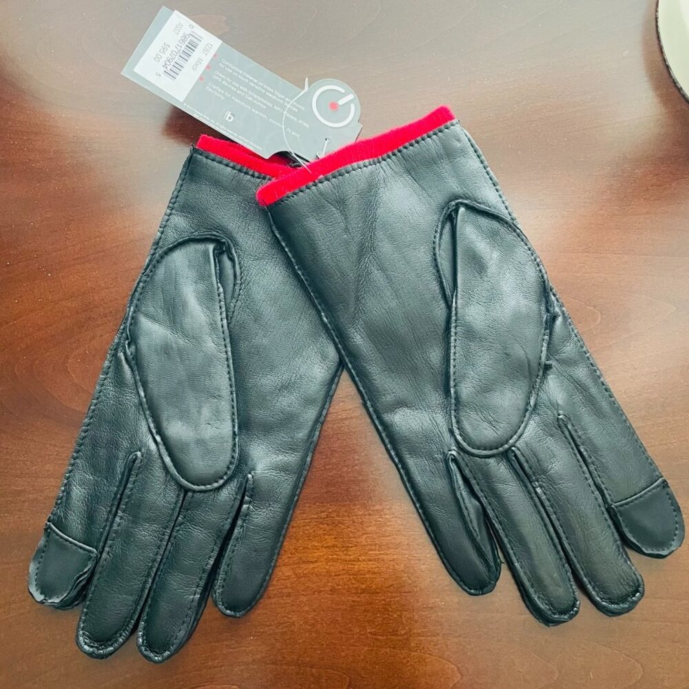 NWT Touchpoint Womens Black Leather Sensitive Electronic Device Smart Gloves M